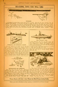 1920 Ad Little Folks Children Toys Telescope Submarine Dreadnaught YLF3