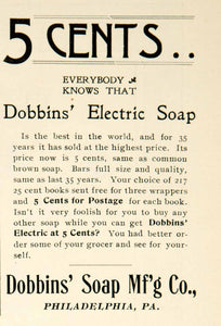1900 Ad Dobbins Electric Soap Health Beauty Hygiene Victorian Era Bath YLF3