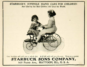 1903 Ad Starbucks Sons Juvenile Hand Cars Children Toys Edwardian Era Kids YLF3