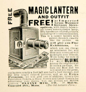 1907 Ad Bluine Magic Lantern Stereopticon Slide Projector Children Toy YLF3