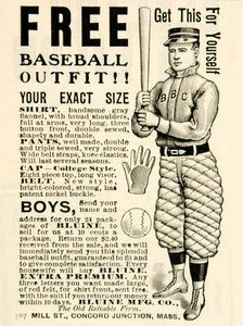 1908 Ad Bluine Boys Baseball Outfit Uniform Sporting Goods Children YLF3