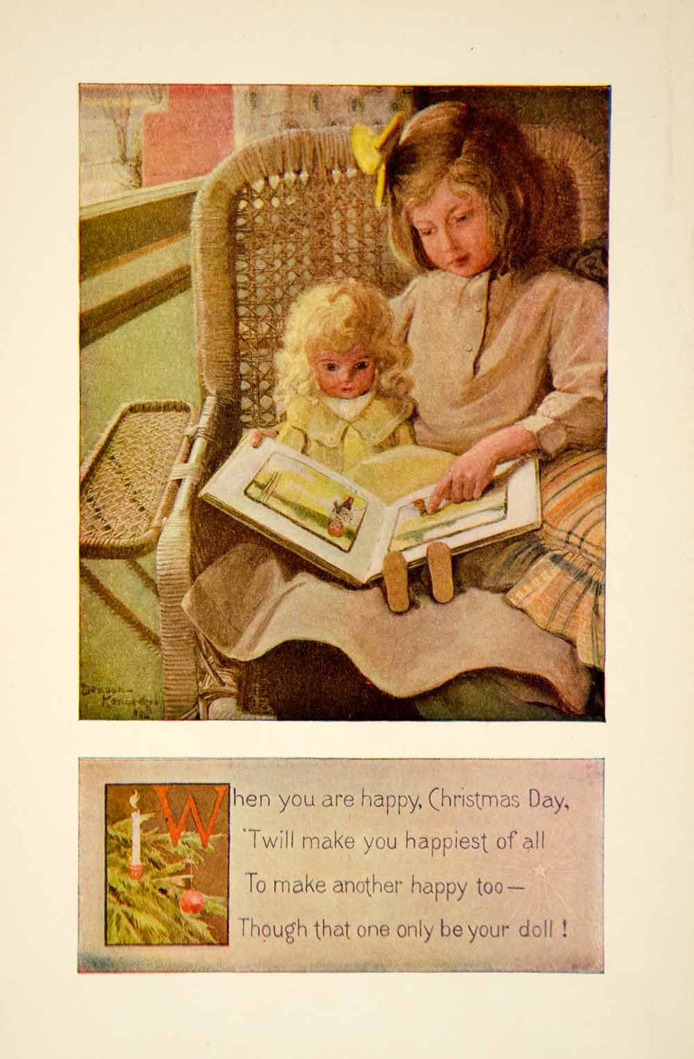 1903 Color Print Benson Kennedy Art Children Doll Toy Christmas Holiday YLF3