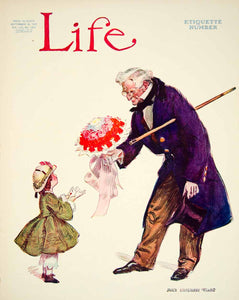 1909 Cover Life Art James Montgomery Flagg Art Children Flowers Edwardian YLF4