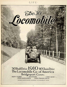 1909 Ad 1910 Locomobile 30 Shaft Drive Brass Era Car Auto Transportation YLF4