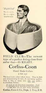 1909 Ad Corliss Coon Field Club Collar Mens Dress Shirt Edwardian Fashion YLF4
