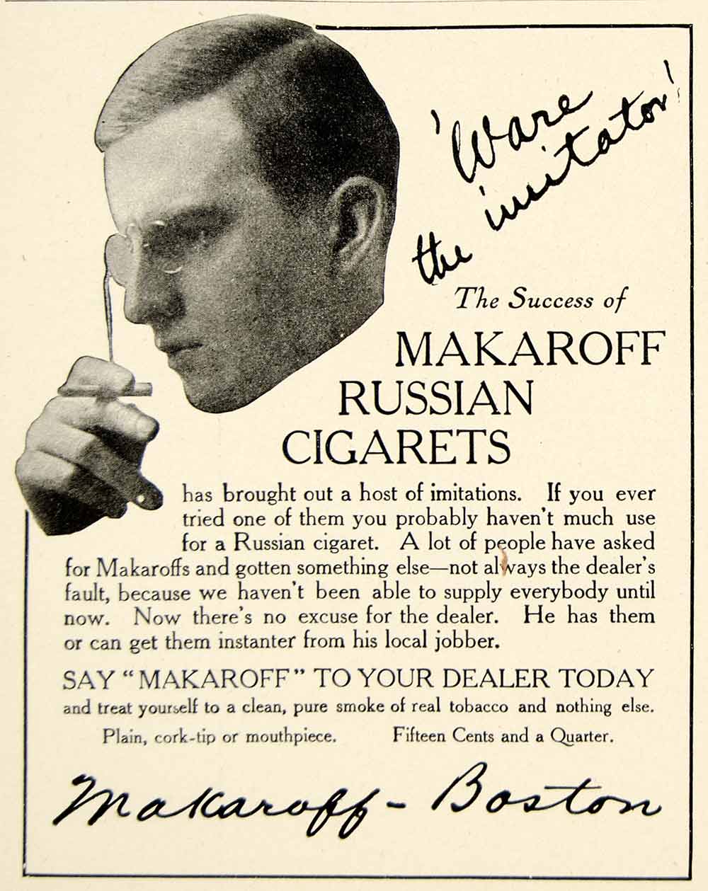 1909 Ad Makaroff Russian Cigarettes Smoking Tobacco Edwardian Era Cigaret YLF4