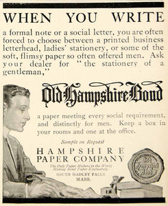 1909 Ad Old Hampshire Bond Paper Letter Stock Printing Industry Edwardian YLF4