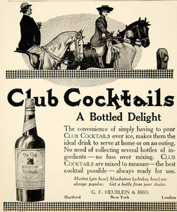 1909 Ad Club Martini Cocktails Alcohol Liquor Drink Beverage Horse Riding YLF4