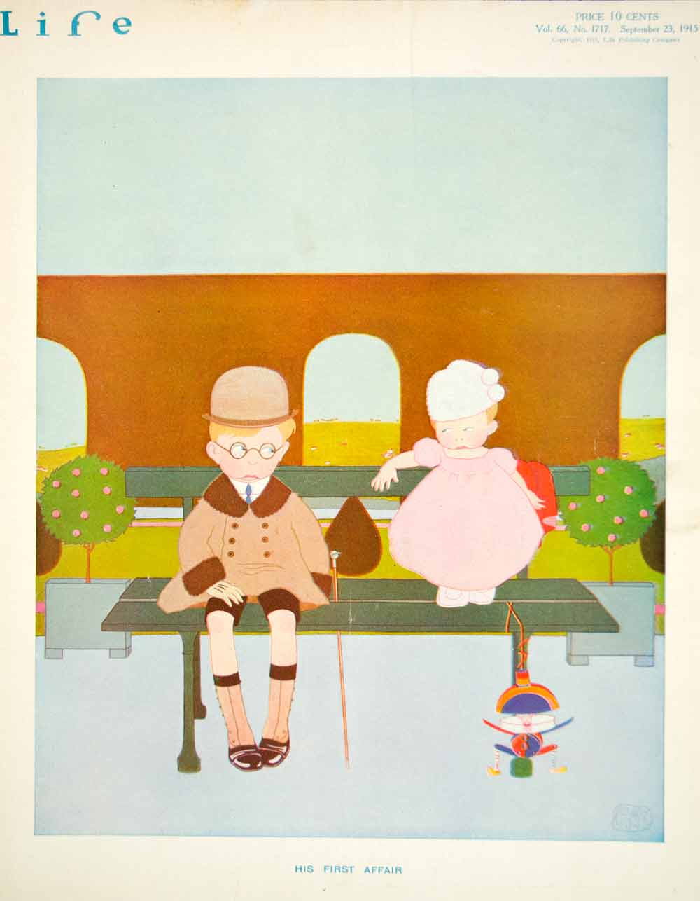 1915 Cover Life Art His First Affair Children Kids Toys WW1 Love Romance YLF5