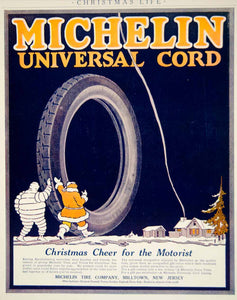 1920 Ad Michelin Man Tires Car Automobile Christmas Santa Claus Holiday Art YLF5