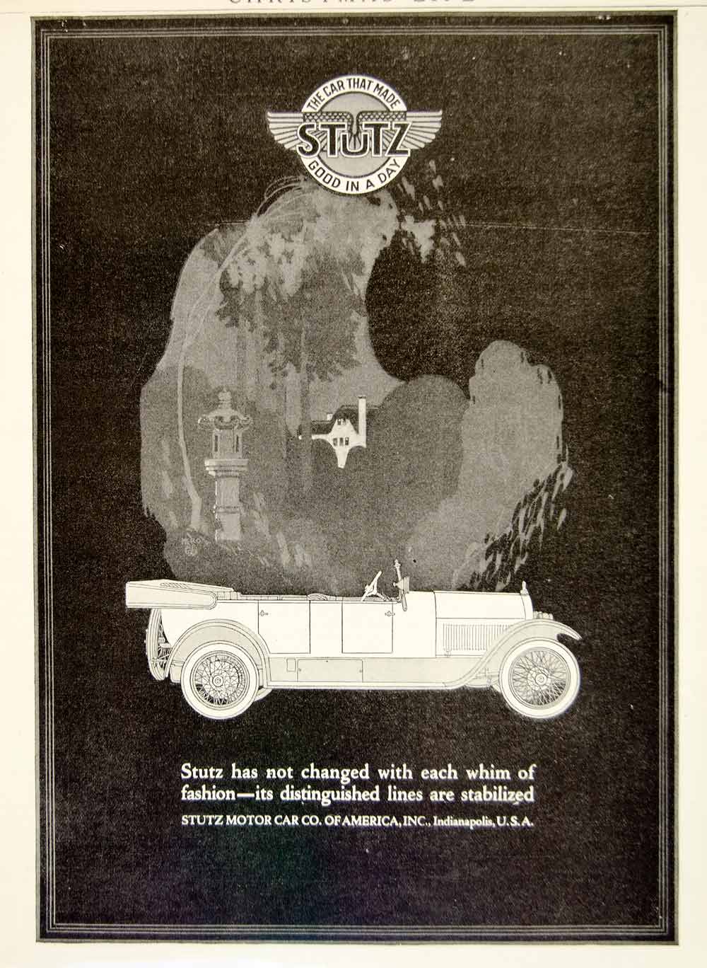 1920 Ad 1921 Stutz Bearcat Automobile Car Vintage Art Deco Transportation YLF5