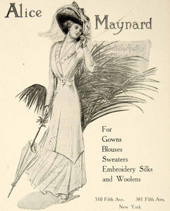 1910 Ad Alice Maynard Edwardian Era Fashion Clothing Costume Gibson Girl YLF5
