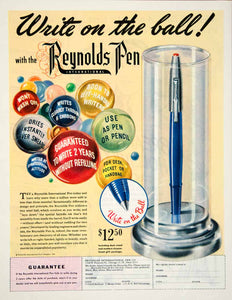 1946 Ad Reynolds Ball Point Pen Writing Instrument Office Supply Chicago YLK1