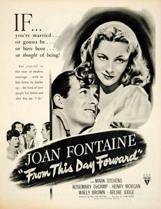 1946 Ad From This Day Forward RKO Movie Film Joan Fontaine Mark Stevens YLK1