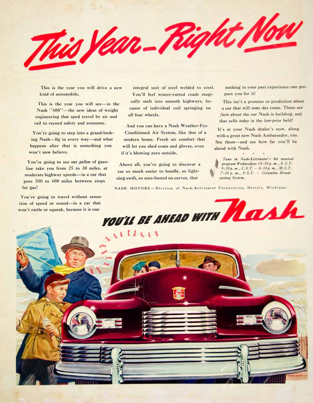 1946 Ad Howard Scott Art Nash-Kelvinator 600 Ambassador Car Automobile YLK1