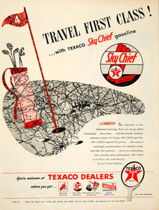 1946 Ad Texaco Sky Chief Gasoline Petrol Oil Gas Golfing Sports Car Auto YLK1