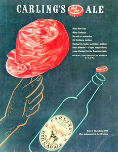1947 Ad Carling's Red Cap Ale Beer Alcohol Brewing Drink Beverage Food Bar YLK1
