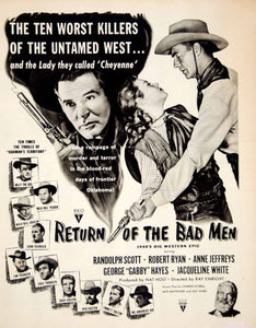 1948 Ad Return of the Bad Men Movie Film Western Randolph Scott RKO Radio YLK1