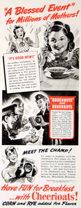 1942 Ad General Mills Cheerioats Breakfast Cereal Food Child Boxing WW2 YLK1