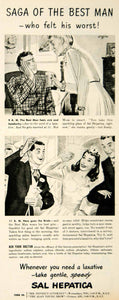 1946 Ad Sal Hepatica Laxative Health Best Man Wedding Bridal Medical Funny YLK1
