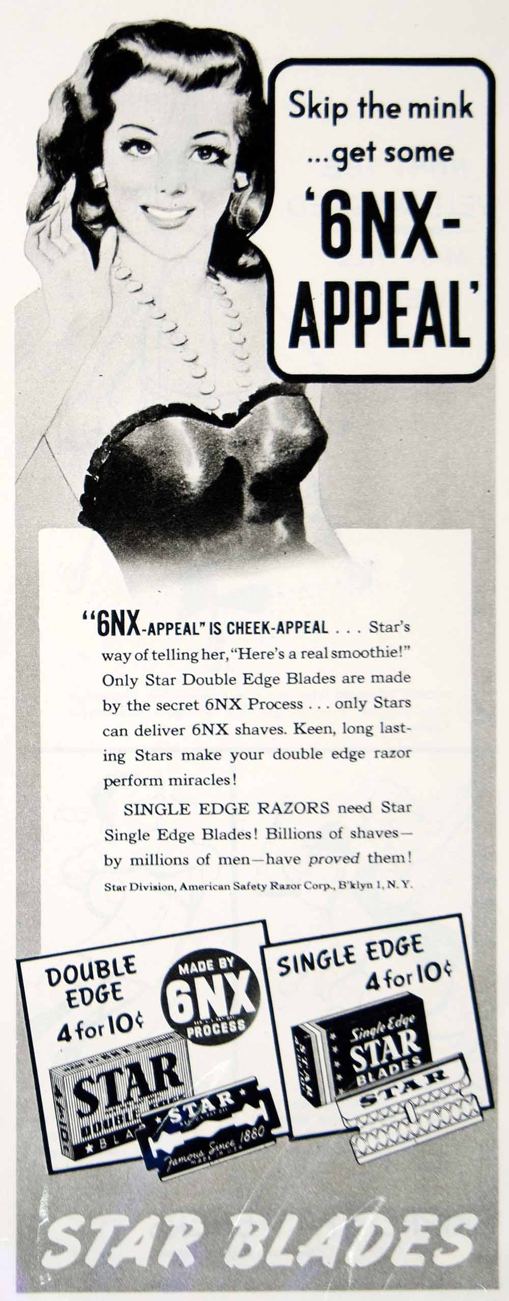1946 Ad Star 6NX Razor Blades Shaving Health Beauty Risque Toiletry Woman YLK1