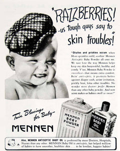 1946 Ad Mennen Baby Powder Oil Health Beauty Infant Children Kids Medical YLK1