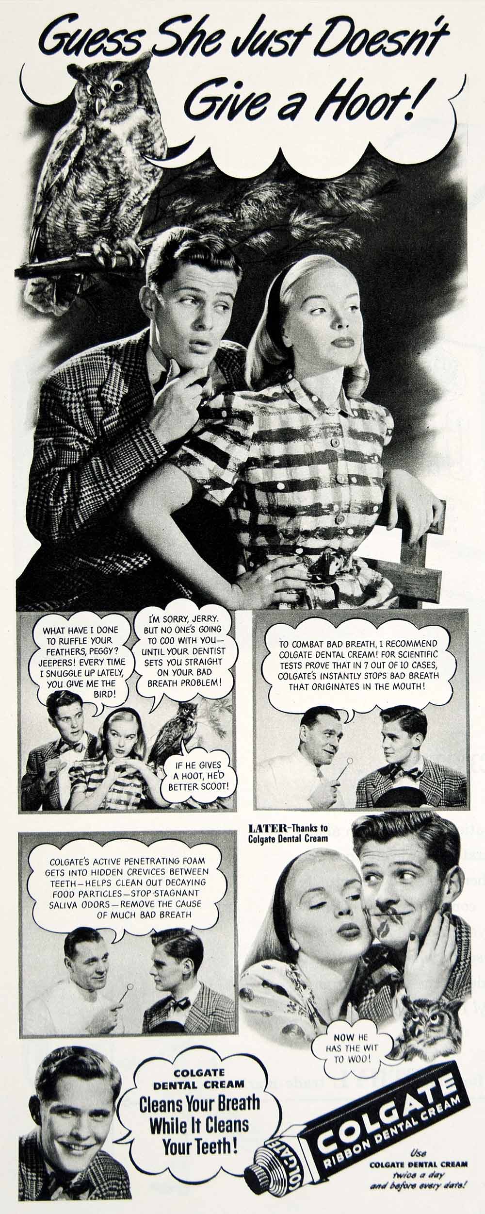 1947 Ad Colgate Ribbon Dental Cream Toothpaste Jerry Peggy Teen Romance YLK1