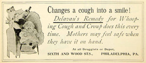 1897 Ad Delavan's Remedy Whooping Cough Croup Sixth Street Philadelphia YLM1