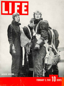 1940 Cover LIFE Magazine WWII Swedish Aviators Fliers Army Pilots War YLMC1
