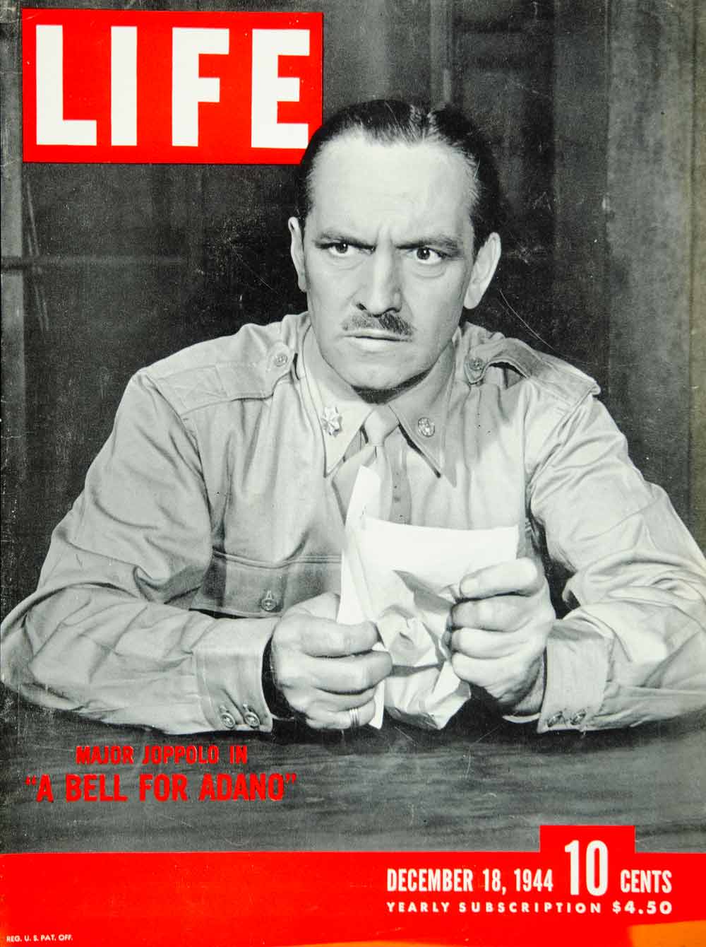 1944 Cover LIFE Fredric March Bell for Adano Play Major Joppolo Eileen YLMC1