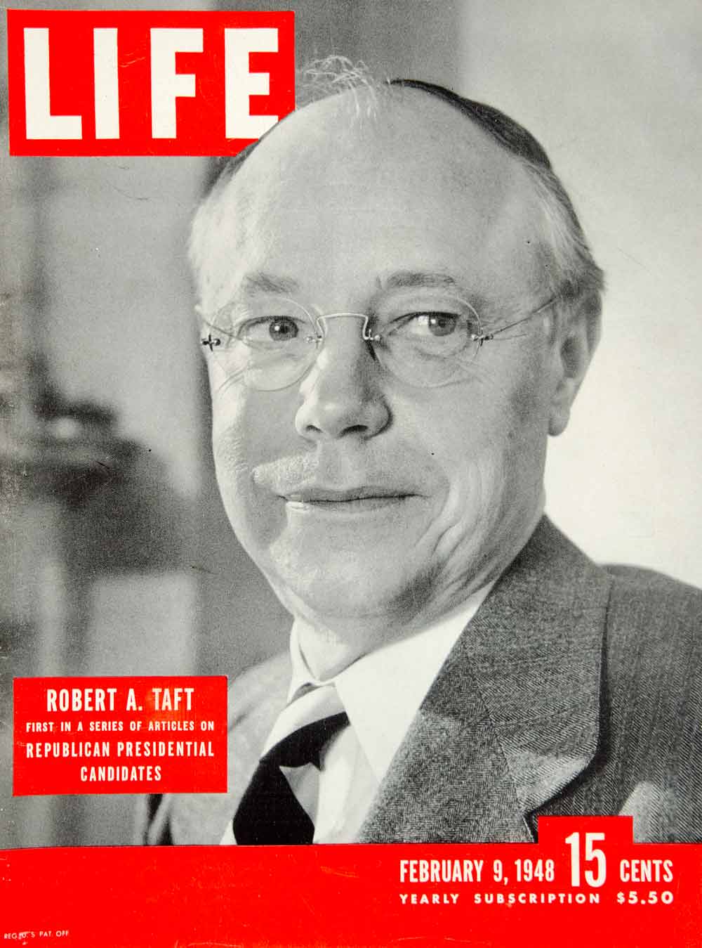1948 Cover LIFE Magazine Robert Taft Politician Ohio Senator Portrait Nina YLMC1