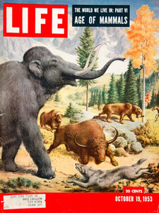 1953 Cover LIFE Rudolph F. Zallinger Age of Mammals Cenozoic Era Mammoth YLMC1