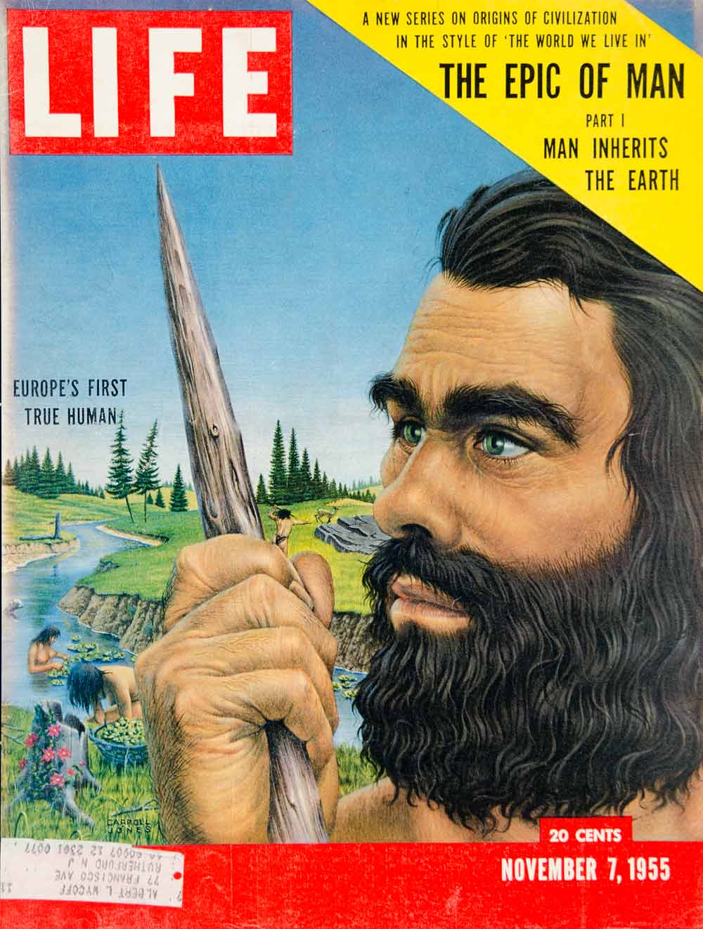 1955 Cover LIFE Swanscombe Man England Homo Sapiens Prehistoric Carroll YLMC2