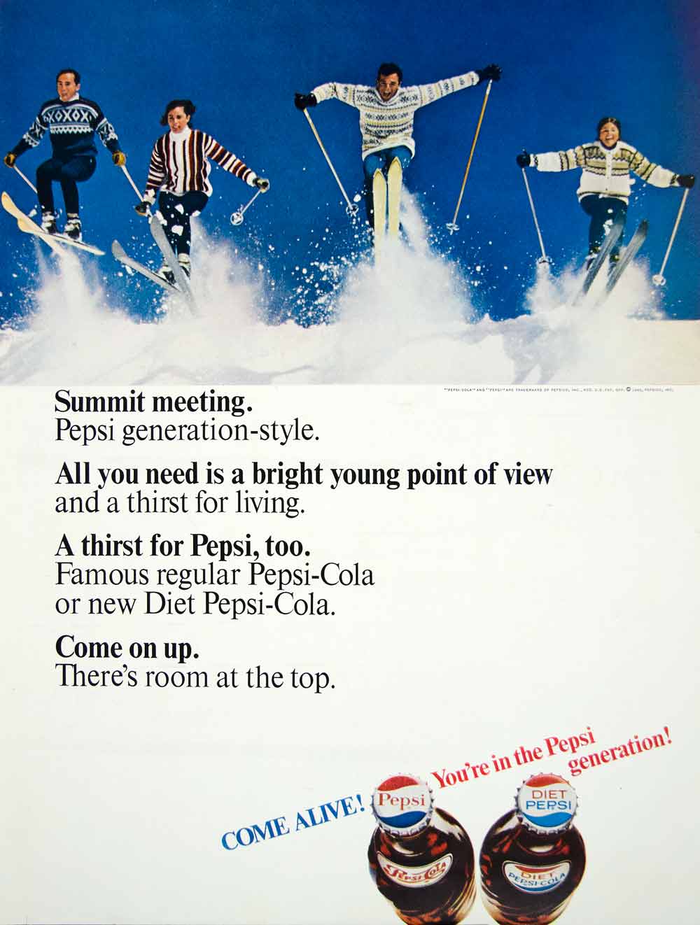 1966 Ad Vintage Pepsi-Cola Pepsi Generation Diet Soft Drink Soda