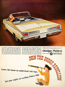 1966 Ad Vintage Chrysler Dodge Polara 500 Convertible Yellow Car Automobile YLZ1