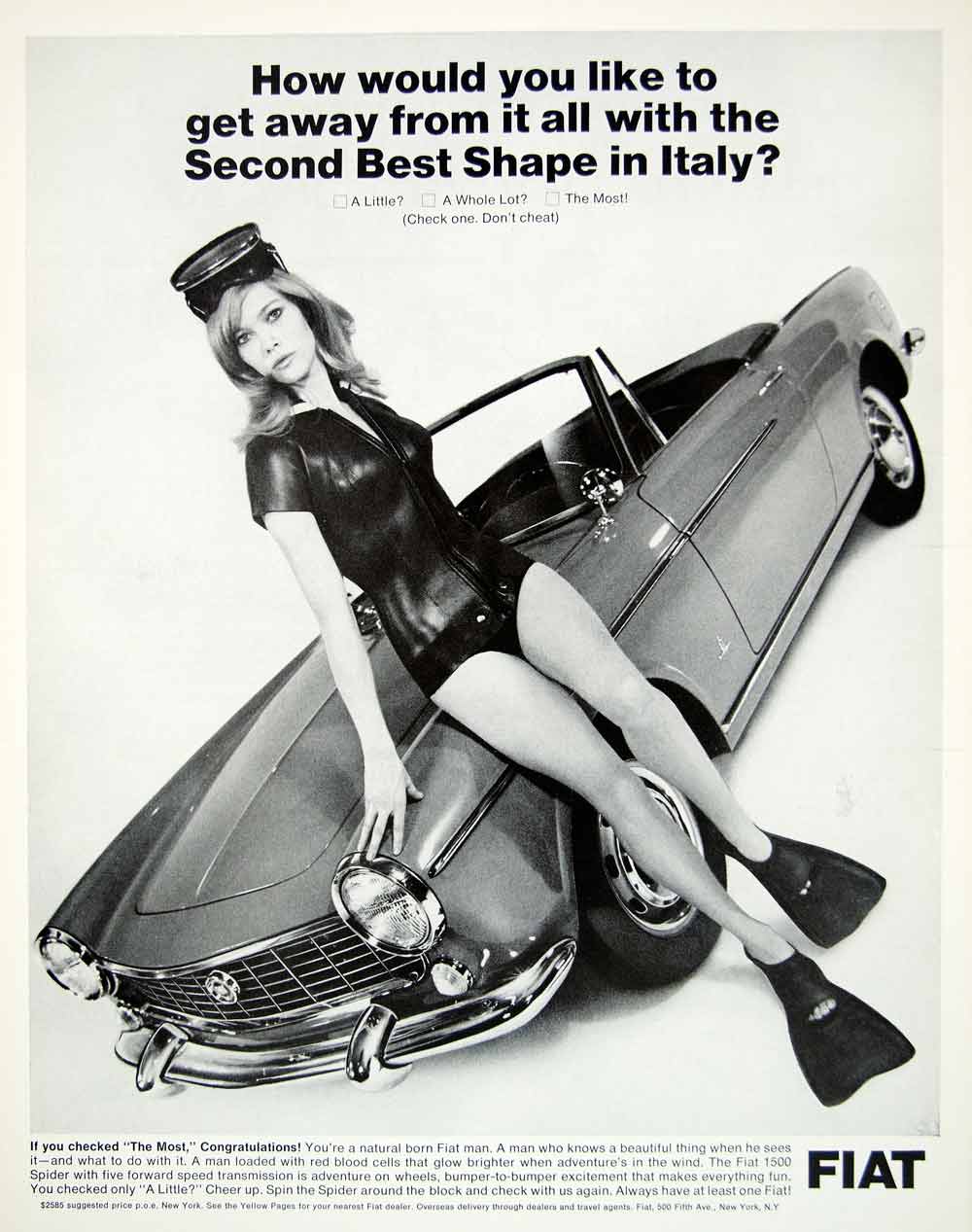 1966 Ad Vintage Fiat 1500 Spider Convertible Italian Sports Car Sexy G   Period Paper Historic Art LLC