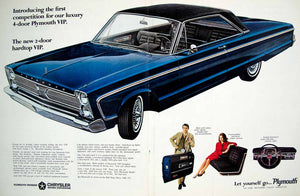 1966 Ad Vintage Plymouth VIP Hardtop Coupe Dark Blue Car Classic Automobile YLZ1