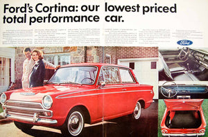 1966 Ad Vintage Ford Britain Cortina GT Red 2-Door Classic Car Automobile YLZ1