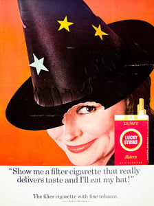 1966 Ad Vintage Lucky Strike Filter Cigarettes Halloween Witch Hat Costume YLZ2