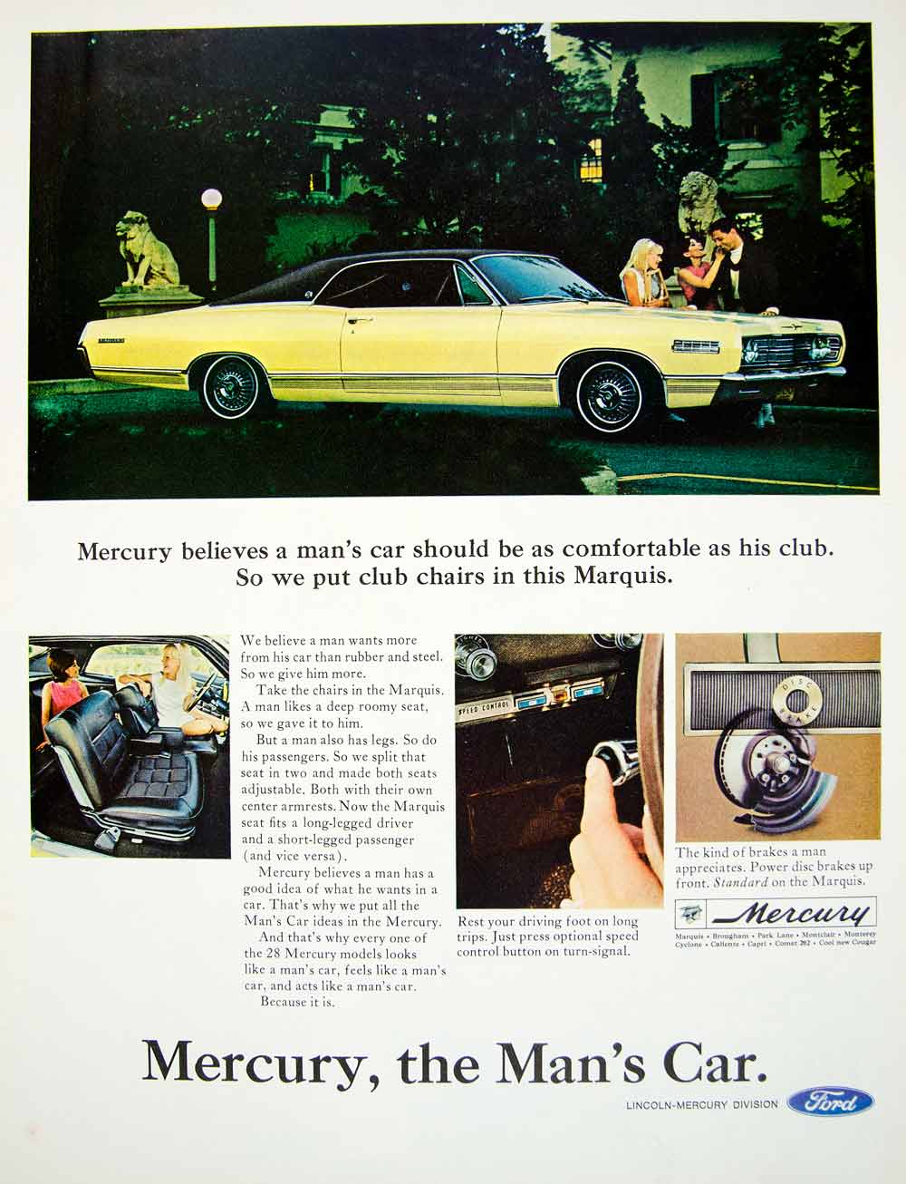 1966 Ad Vintage 1967 Ford Mercury Marquis Yellow Hardtop Car Automobile YLZ2