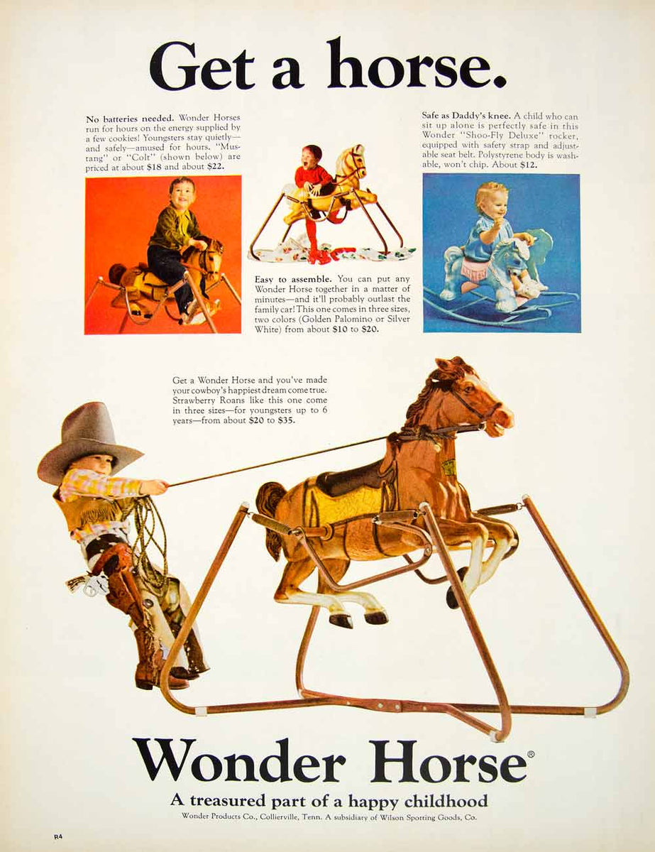 1966 Ad Vintage Wonder Horse Toy Rocking Shoo-Fly Rocker Riding Child ...