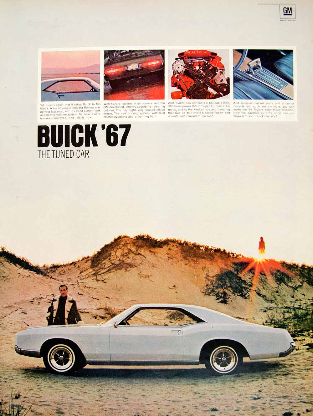 ヴィンテージ　トラベラー　USA 1967年 1966 Ad 1967 Buick Riviera Muscle Car White 2-Door Classic GM