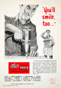 1952 Ad Thor Tools Independent Pneumatic Aurora Illinois Power Bolt Gun YMA1