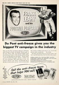 1955 Ad Frank Leahy Football Forecasts DuPont Antifreeze Notre Dame YMA1