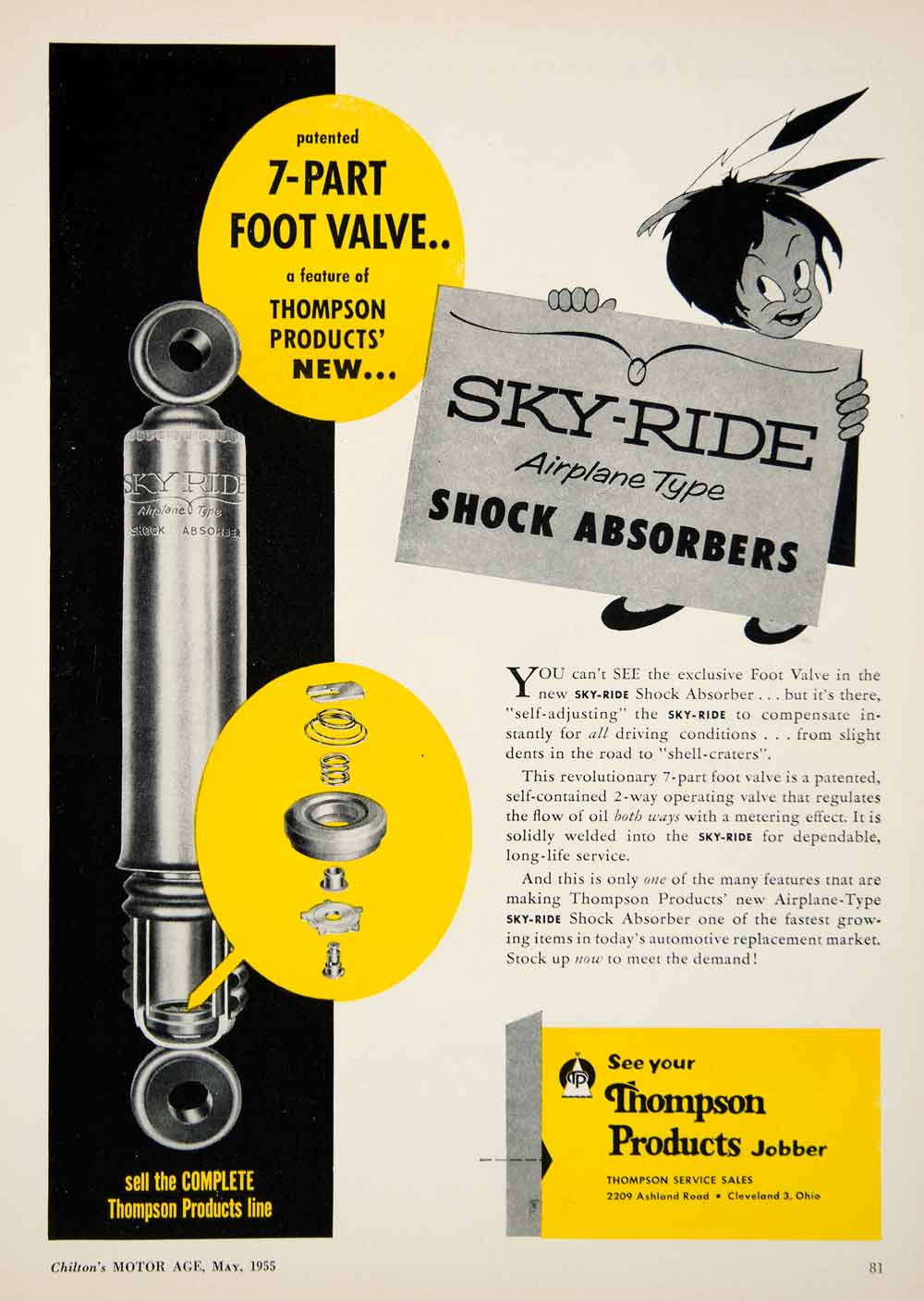 1955 Ad Sky-Ride Shock Absorber Thompson 2209 Ashland Road Cleveland YMA1