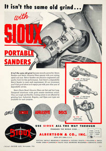 1956 Ad Sioux Albertson Portable Sander Abrasive Discs Power Tool Resin YMA1