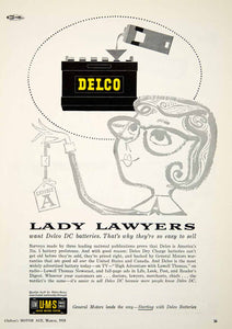 1958 Ad Delco Lady Lawyers Dry Charge Automotive Car Batteries General YMA1