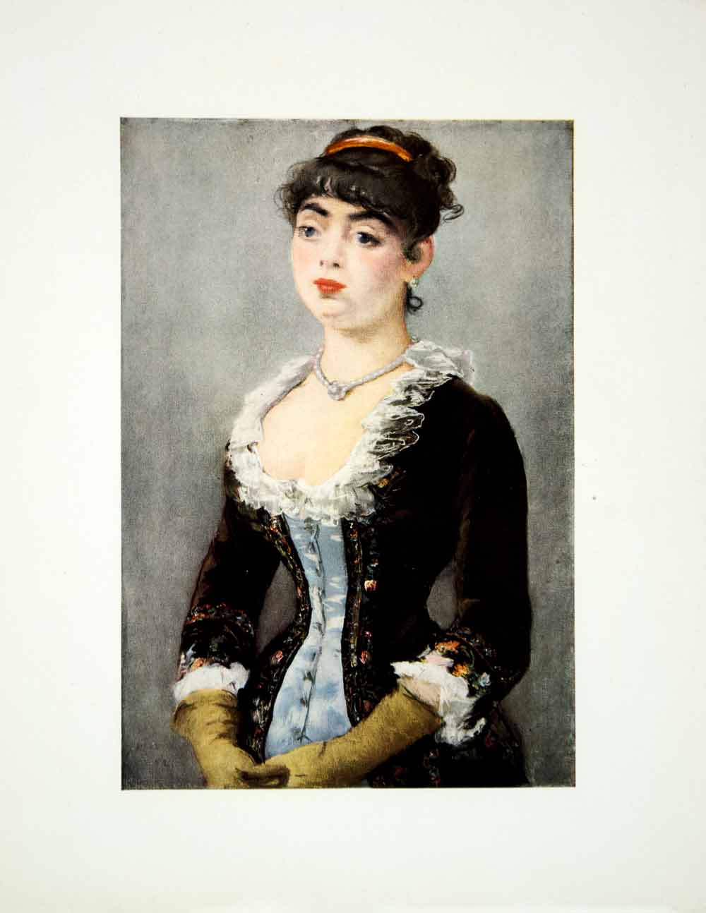 1931 Color Print Edouard Manet Art Portrait Madame Michel-Levy Victorian YMF2
