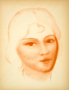 1931 Color Print Andre Derain Art Sanguine Portrait Woman Face Head Fauvism YMF2
