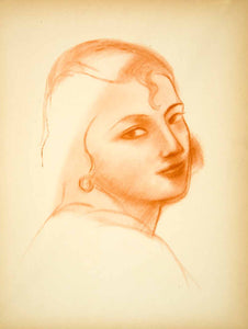 1931 Color Print Andre Derain Fauvism Art Sanguine Portrait Woman Face Head YMF2